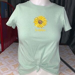 Sunshine Embroidered Mint Green T-Shirt